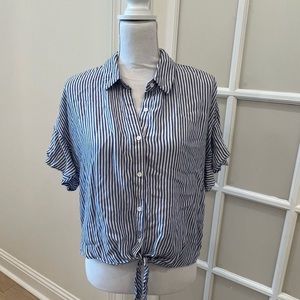 Blue and White Striped Button Down